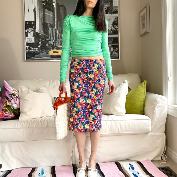 Zara Dresses & Skirts - Zara multicoloured floral stretchy pencil skirt